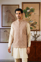 NaazEmbroidered Self Diamond Jacket with Kurta & Pant