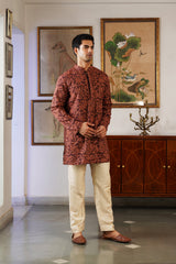 Brown Embroidered Kurta Pant for Men