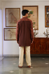Brown Embroidered Kurta Pant for Men