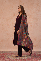 WINE WOVEN CHANDERI DUPATTA — Bridal Trousseau & Wedding Gift