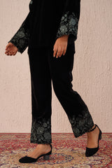 Black Roses Velvet Co-Ord Set for women -Inching India