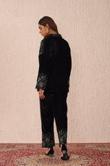 Black Roses Velvet Co-Ord Set for women -Inching India