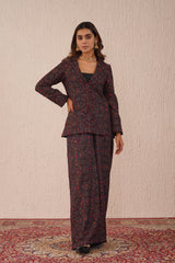  Winter Black Woven Coat Set For Women-Inching India