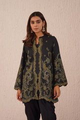 Black Woven Dhoti Set- Inching India