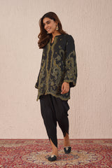 Black Woven Dhoti Set- Inching India