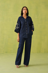 Noor Denim Embroidered Coord Set