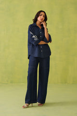 Noor Denim Embroidered Coord Set