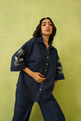 Noor Denim Embroidered Coord Set