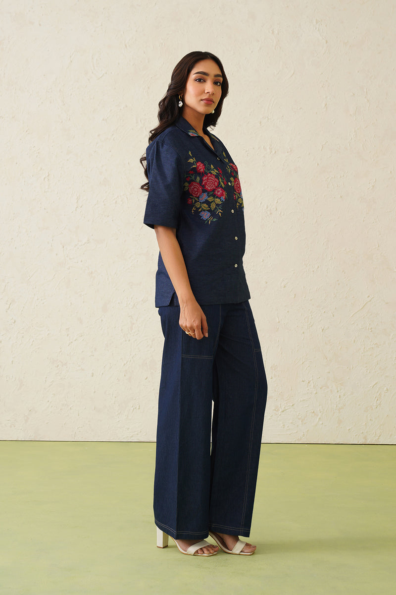 Indigo Bloom Denim Set