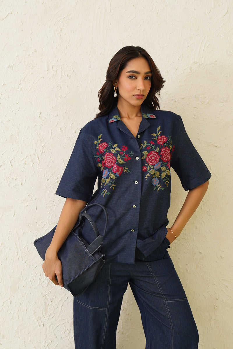 Indigo Bloom Denim Set