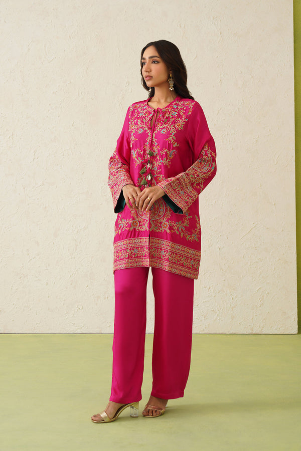 Noor Hot Pink Fusion Embroidered Set