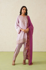 Noor Pink Embroidered Set with Organza Dupatta