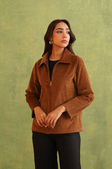 Tan Corduroy Patchwork Jacket