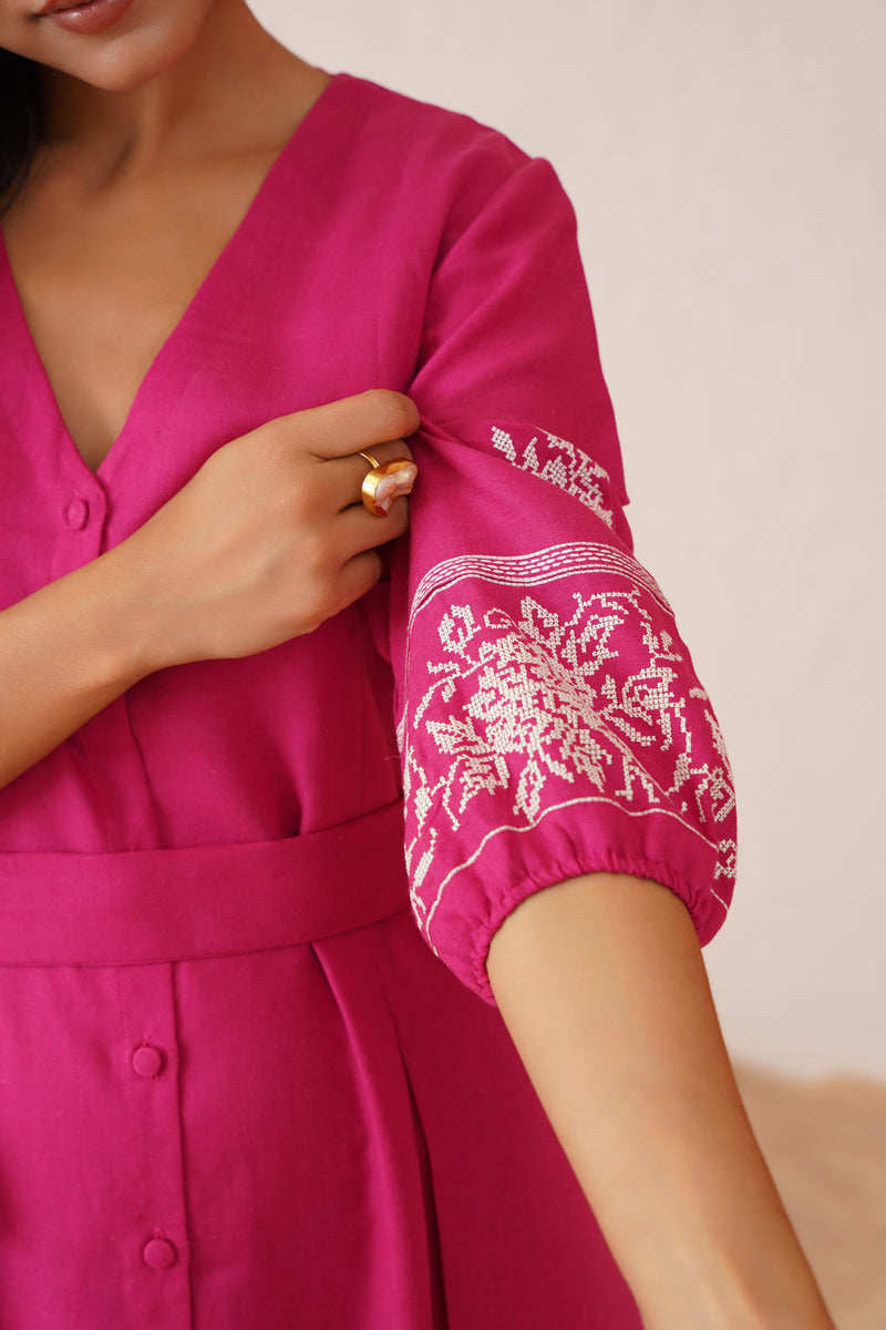 Hot Pink Cross Stitch Dress