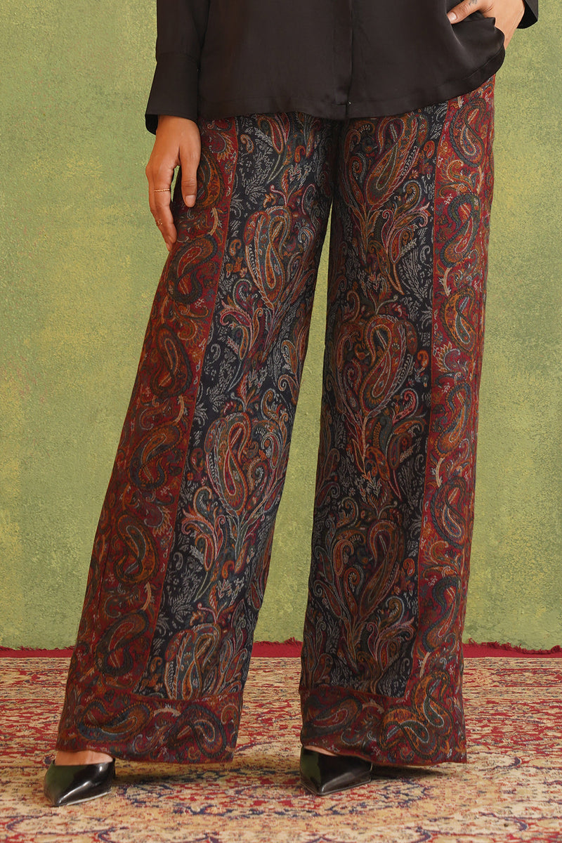 Black Paisley Woven Pant