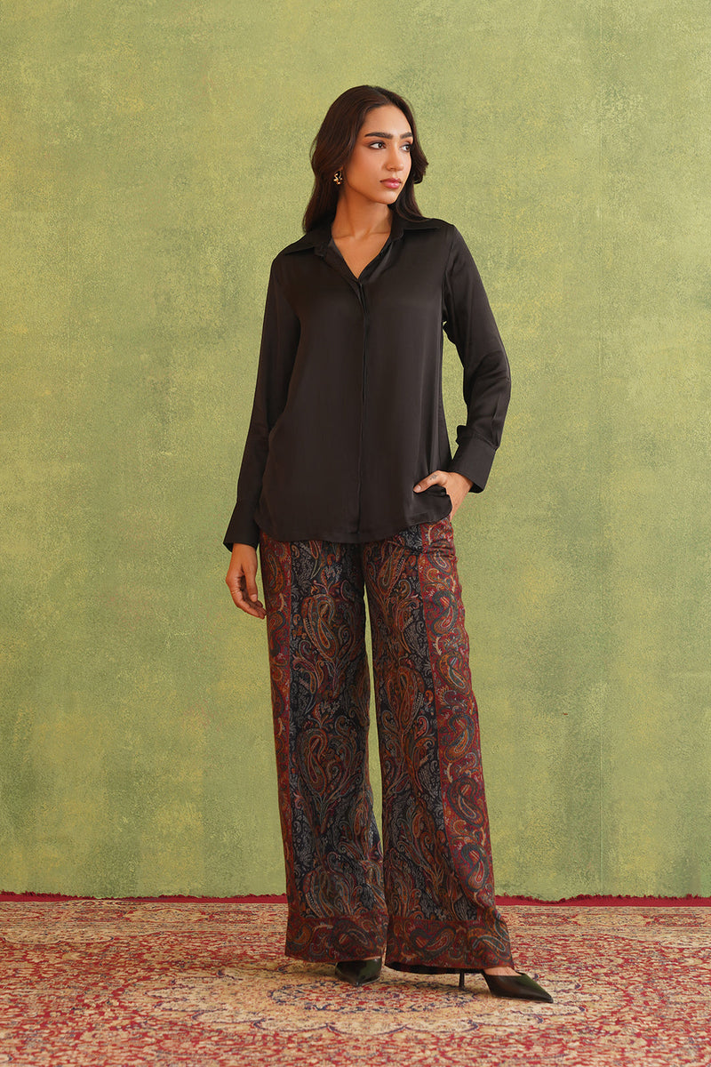 Black Top with Paisley Woven Pant