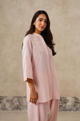 Naaz Blush Pink Linen Embroidered Co-ord Set