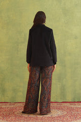 Black Corduroy Patchwork Top with Paisley Woven Pant