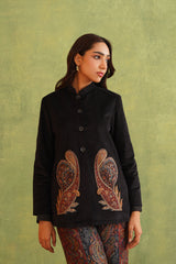 Black Corduroy Patchwork Top with Paisley Woven Pant