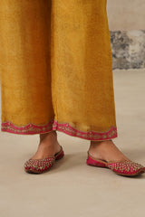 embroidered hem, self print, yellow suit