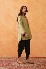 Safar Green Wool Set with Dhoti