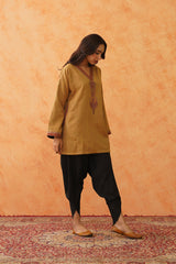 Safar Mustard Wool Firan Dhoti Set