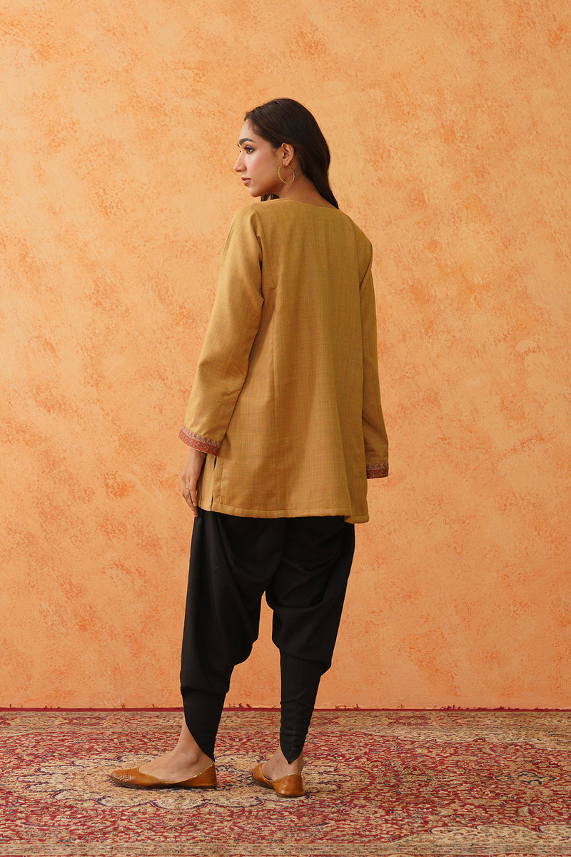 Safar Mustard Wool Firan Dhoti Set