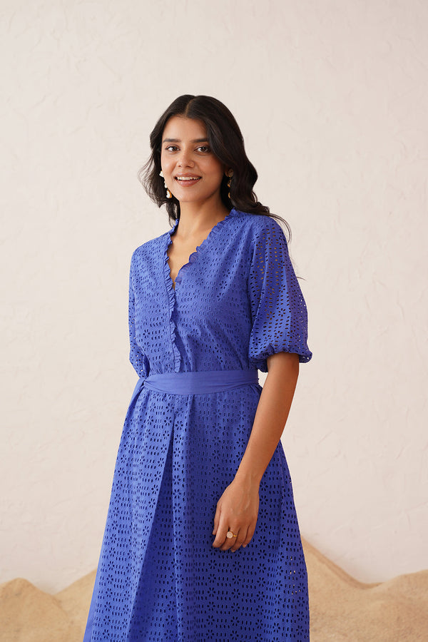 Blue Cutwork Dress