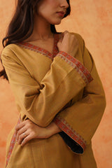 Safar Mustard Wool Firan Dhoti Set