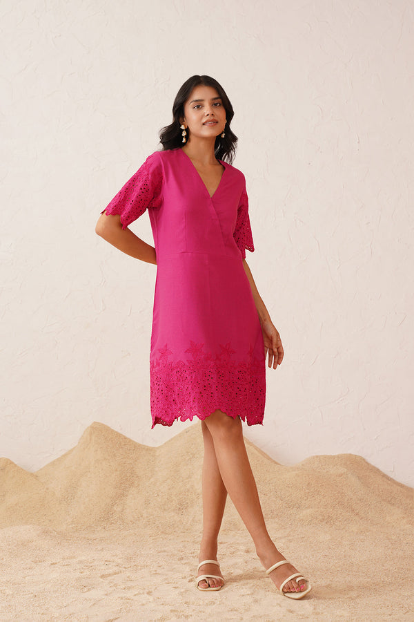 Hot Pink Cutwork Dress