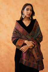 Safar Black Woven Dupatta for Winter wear- Inching India 