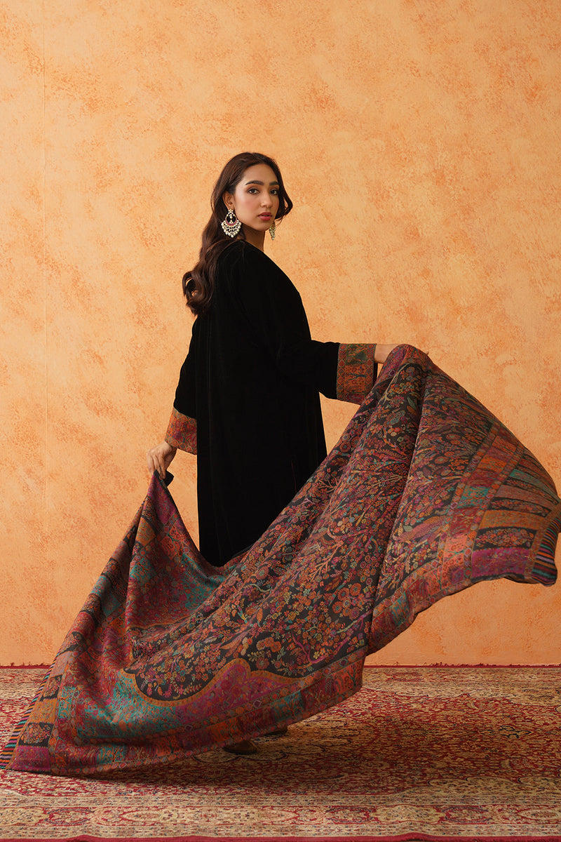 Safar Black Woven Dupatta for Winter wear- Inching India 