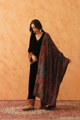 Safar Black Woven Dupatta for Winter wear- Inching India 