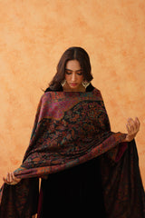 Safar Black Woven Dupatta for Winter wear- Inching India 