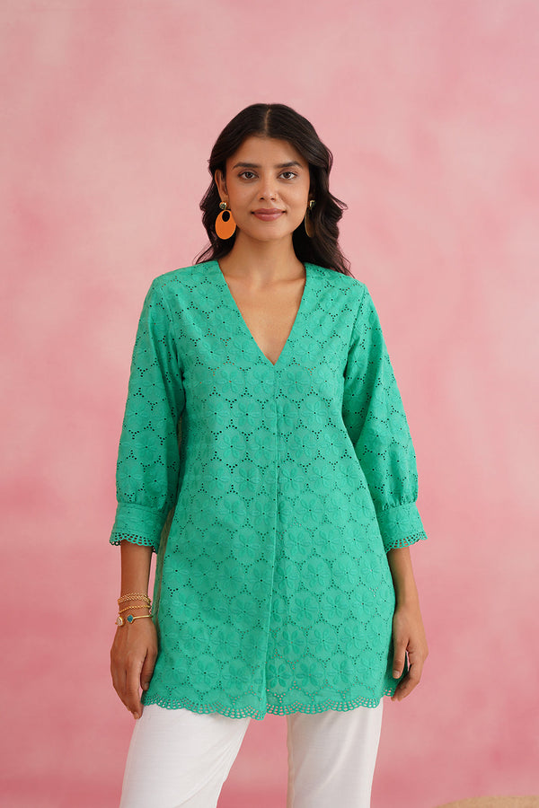 Jungle Green Cutwork Top