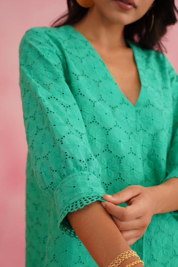 Jungle Green Cutwork Top