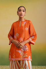 floral orange embroidered coord set