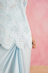 Light Blue Embroidered Skirt Set