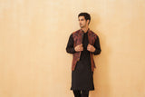 Black Paisley Jacquard Jacket with Kurta & Pant