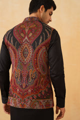 Black Paisley Jacquard Jacket with Kurta & Pant