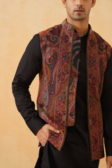 Black Paisley Jacquard Jacket with Kurta & Pant