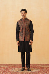 Black Kaani Jacquard Jacket with Kurta & Pant