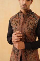 Black Kaani Jacquard Jacket with Kurta & Pant