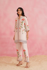 Tulip Pink Printed Linen Set