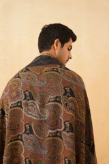 Black Tan Woven Shawl for Men