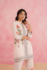 Tulip Pink Printed Linen Set