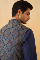 Blue Embroidered Paisley Jacket with Kurta & Pant