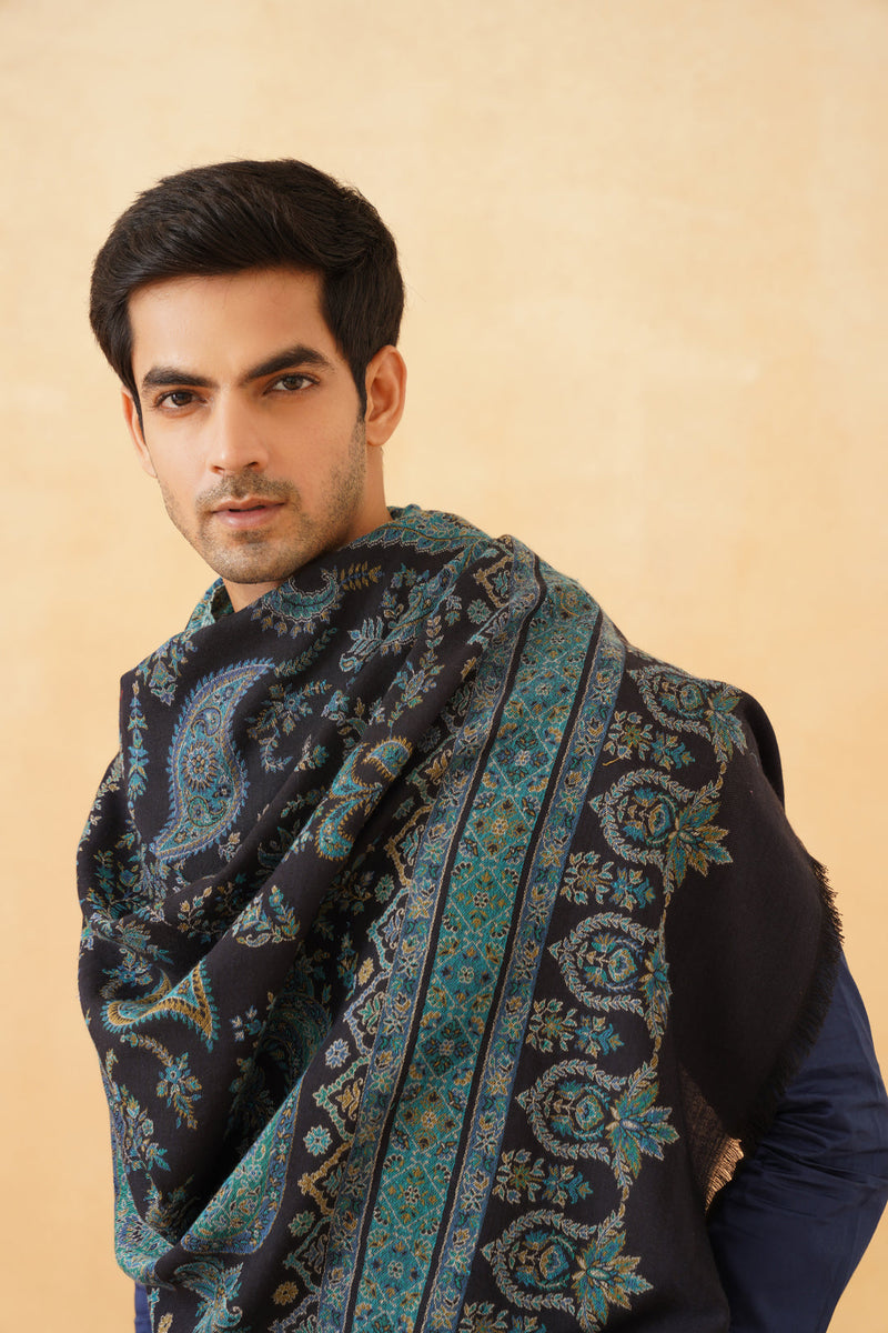 Navy Blue Jamawar for Men- Inchingindia