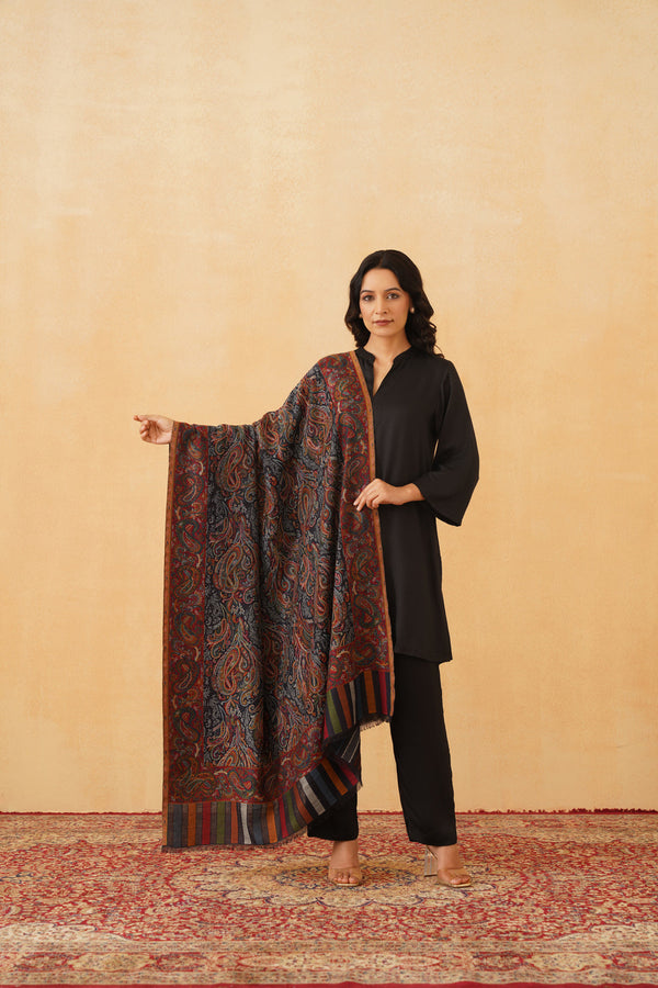 Paisley Jaal Black Shawls for Women Online