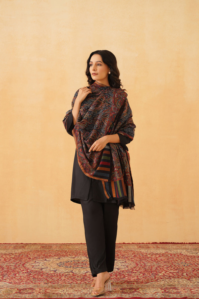 Paisley Jaal Black Shawls for Women Online